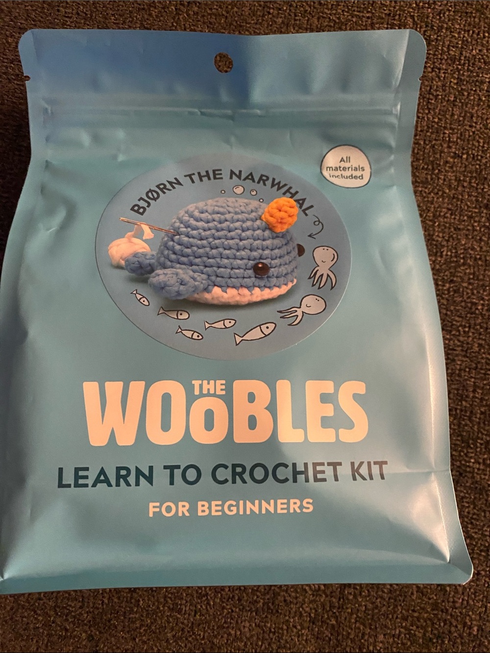 The Woobles Bjorn the Narwhal Crochet Kit - Blue
